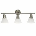 Lalia Home Three Light Metal and Alabaster White Glass Shade Vanity Wall Mounted Fixture, Brushed Nickel LHV-1007-BN